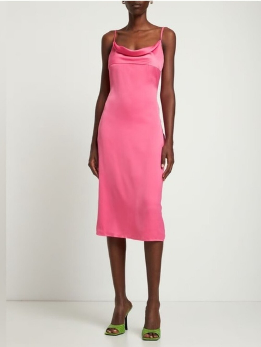 NWT WeWoreWhat Charmeuse Cowl Midi slip Dress Hot Pink Size 14